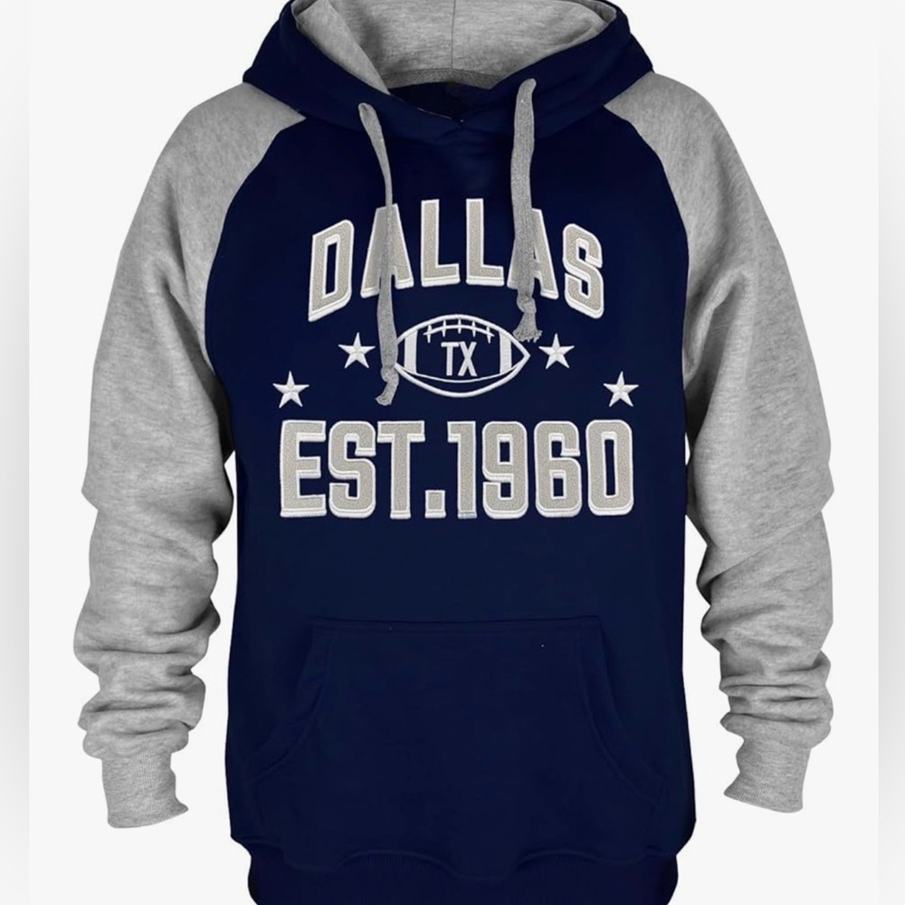 Clorpeak Dallas Football  Soft Classic Pullover Sweatshirt Hoodie, Navy/Gray, L